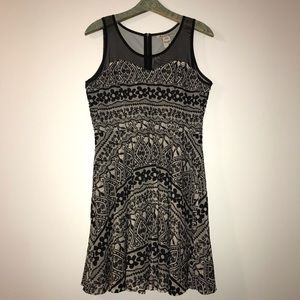 American Rag Black&White Printed Skater Dress-EUC